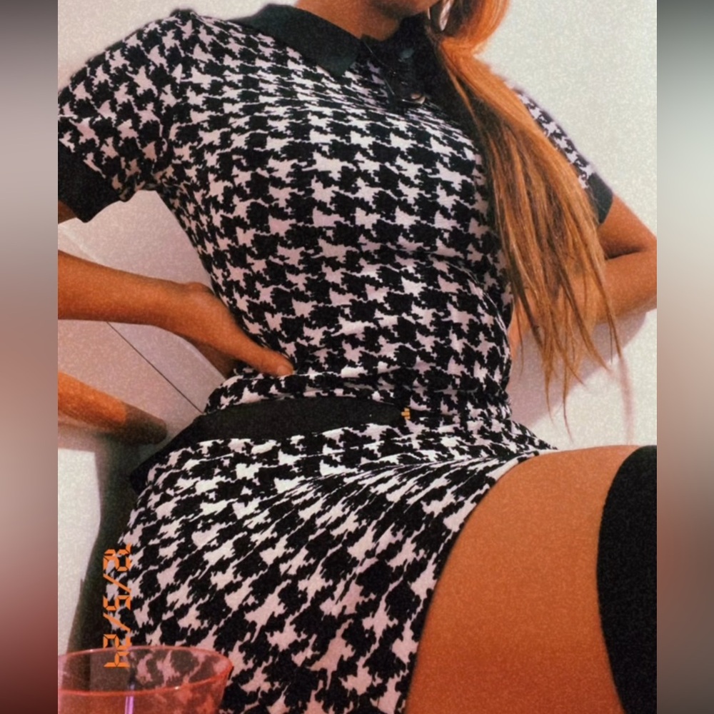 White and black short dress worn wants no tears